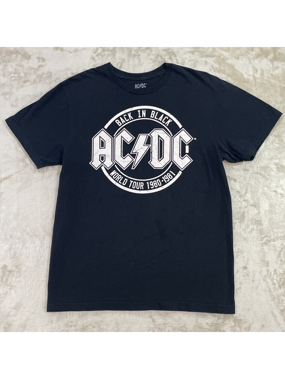 AC/DC “Back in Black” 1980-1981 World Tour Graphic T-Shirt Reprint Mens Size M